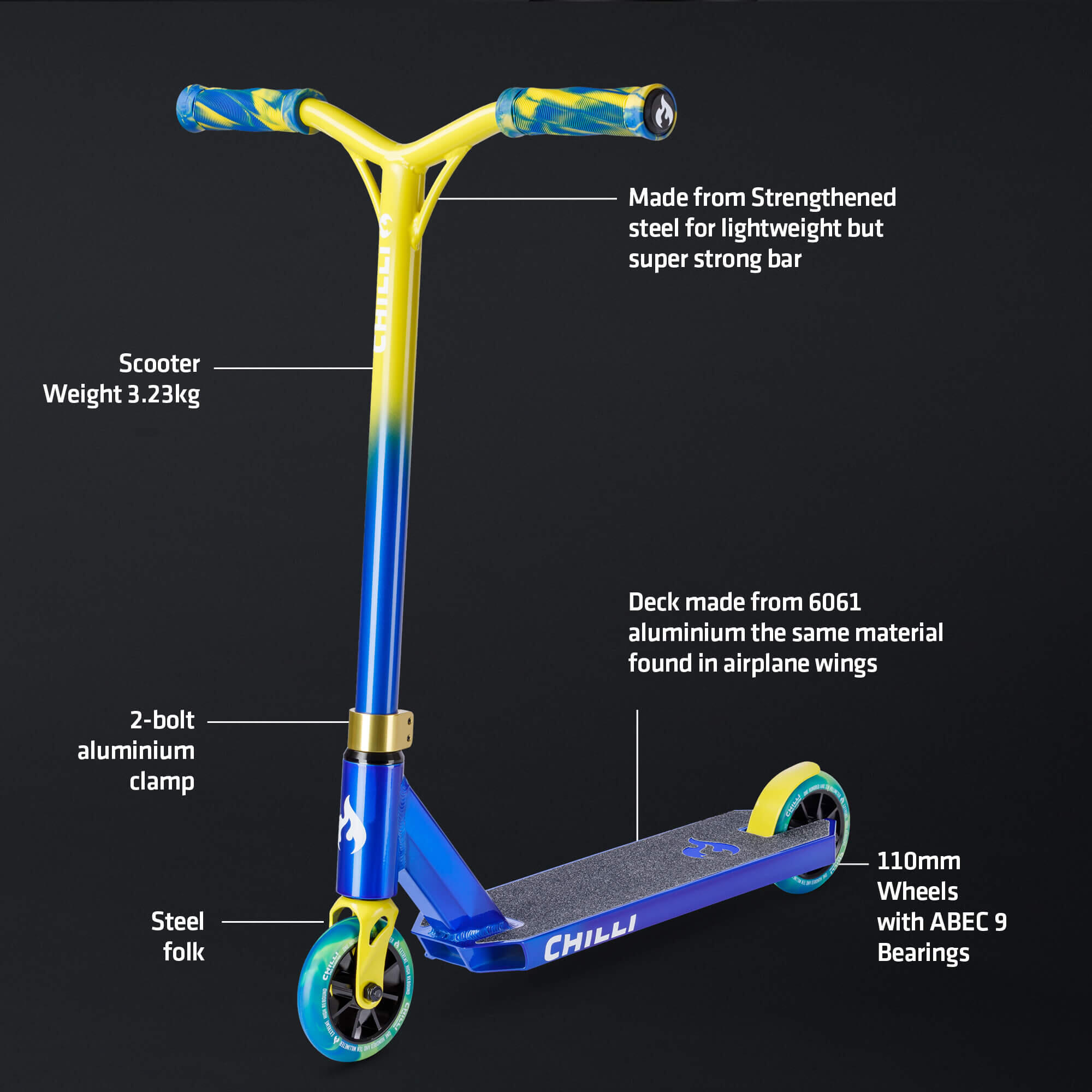 Chilli Pro Scooter Jumpstart - S -  Blue/Yellow 7/7