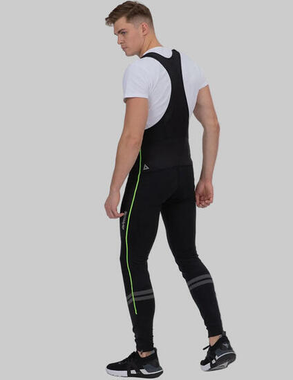 Herren Winter Thermal Fahrradhose Lang mit Trägern Pro Line II Schwarz-Neon