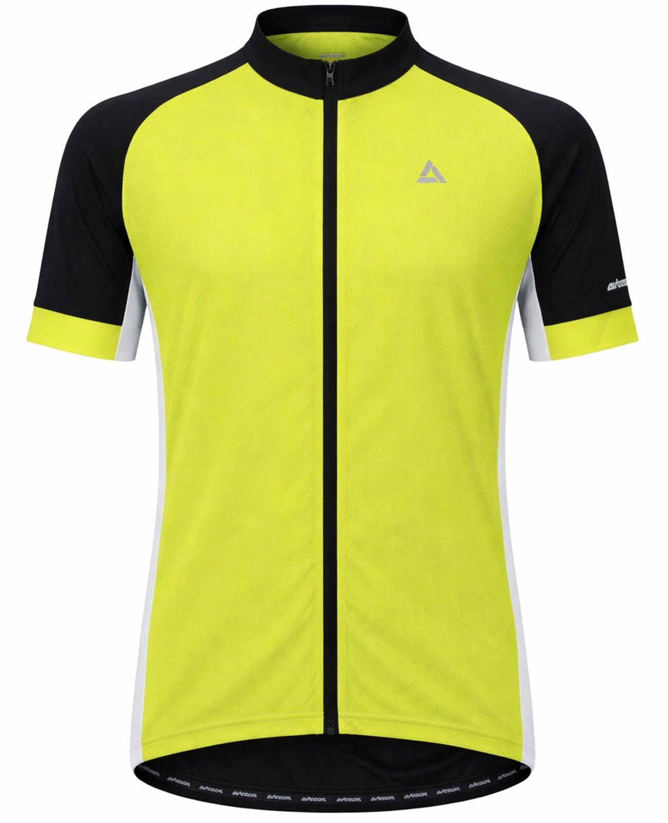 Herren Fahrradtrikot Kurzarm Radtrikot Pro Team Line Neon-Schwarz 1/4