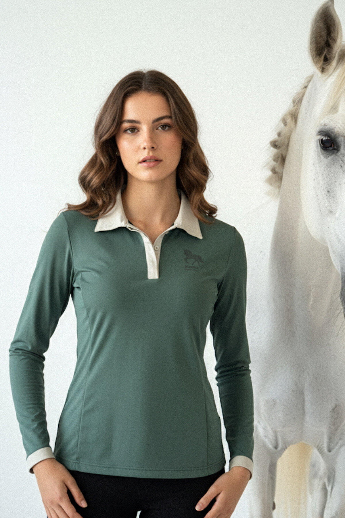 Camisa Jessie Piké Bosque Profundo/Adoquín 3/7