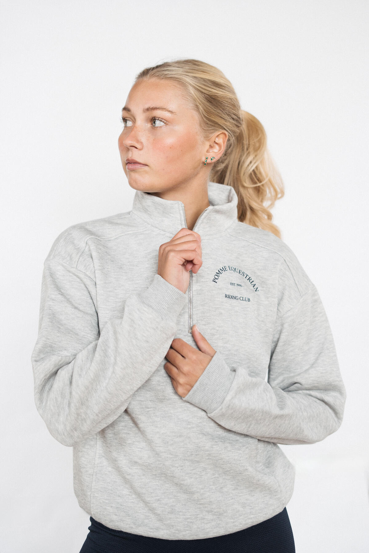 Club Half Zip Crewneck, Gris Melange 3/7