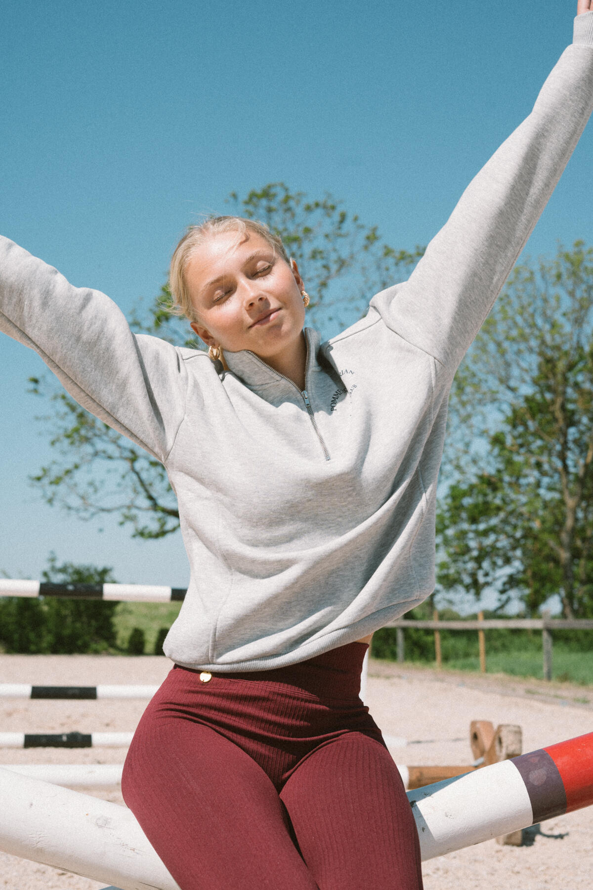 Club Half Zip Crewneck, Gris Melange 4/7