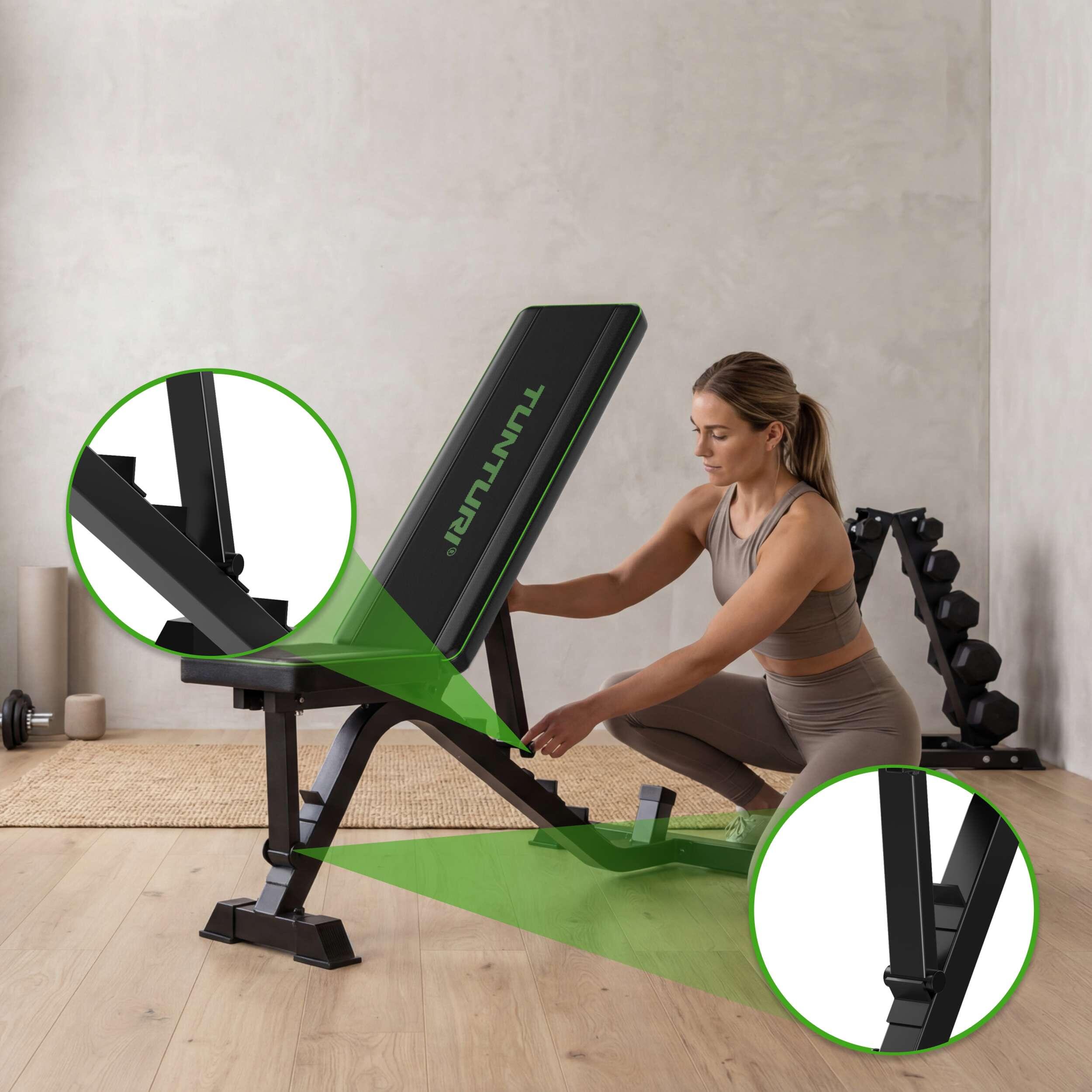 IDMarket Verstelbare en kantelbare fitnessbank voor een training van het hele lichaam