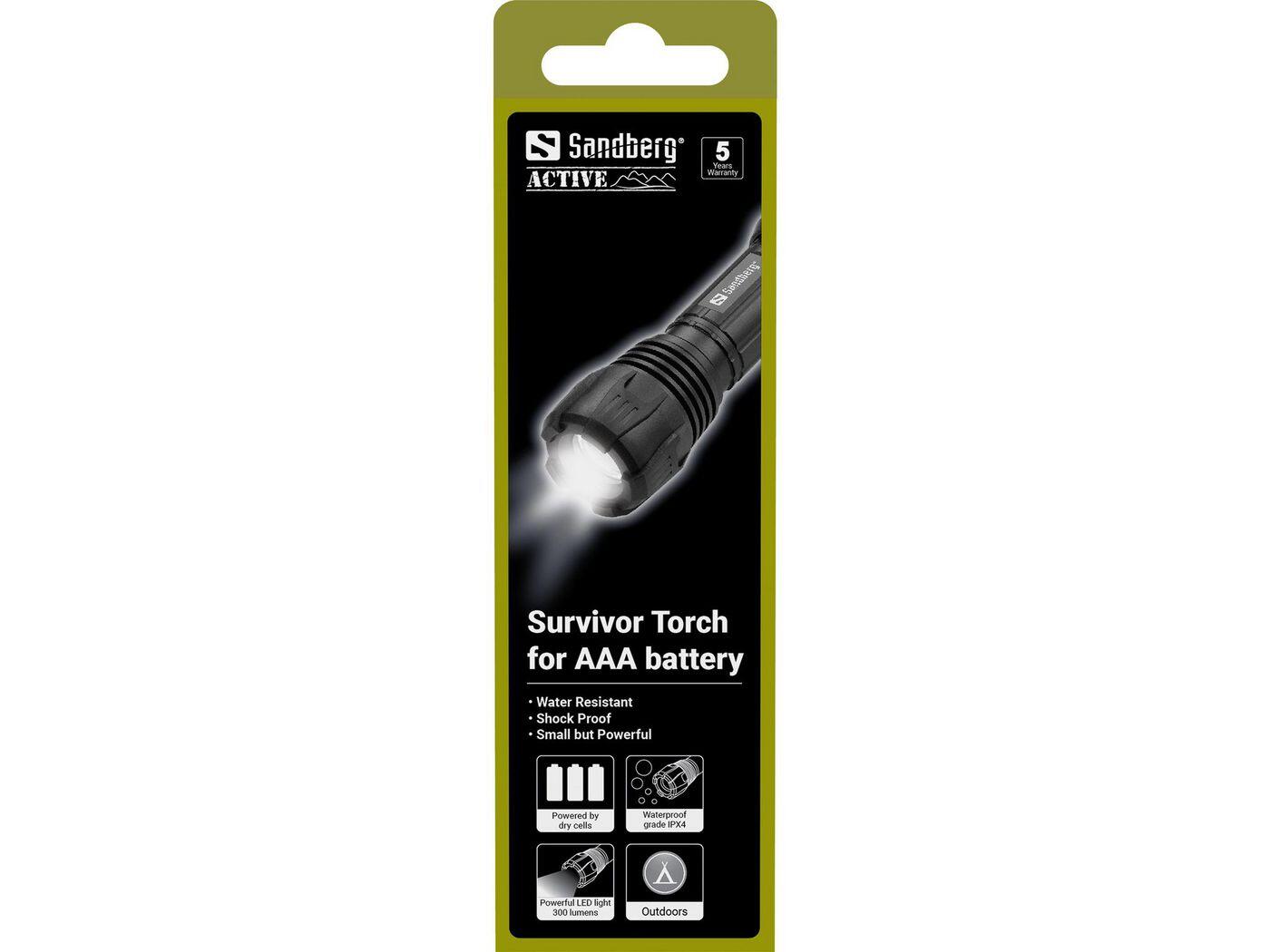 SANDBERG Survivor zaklamp voor AAA-batterij, water- en schokbestendig 6/6