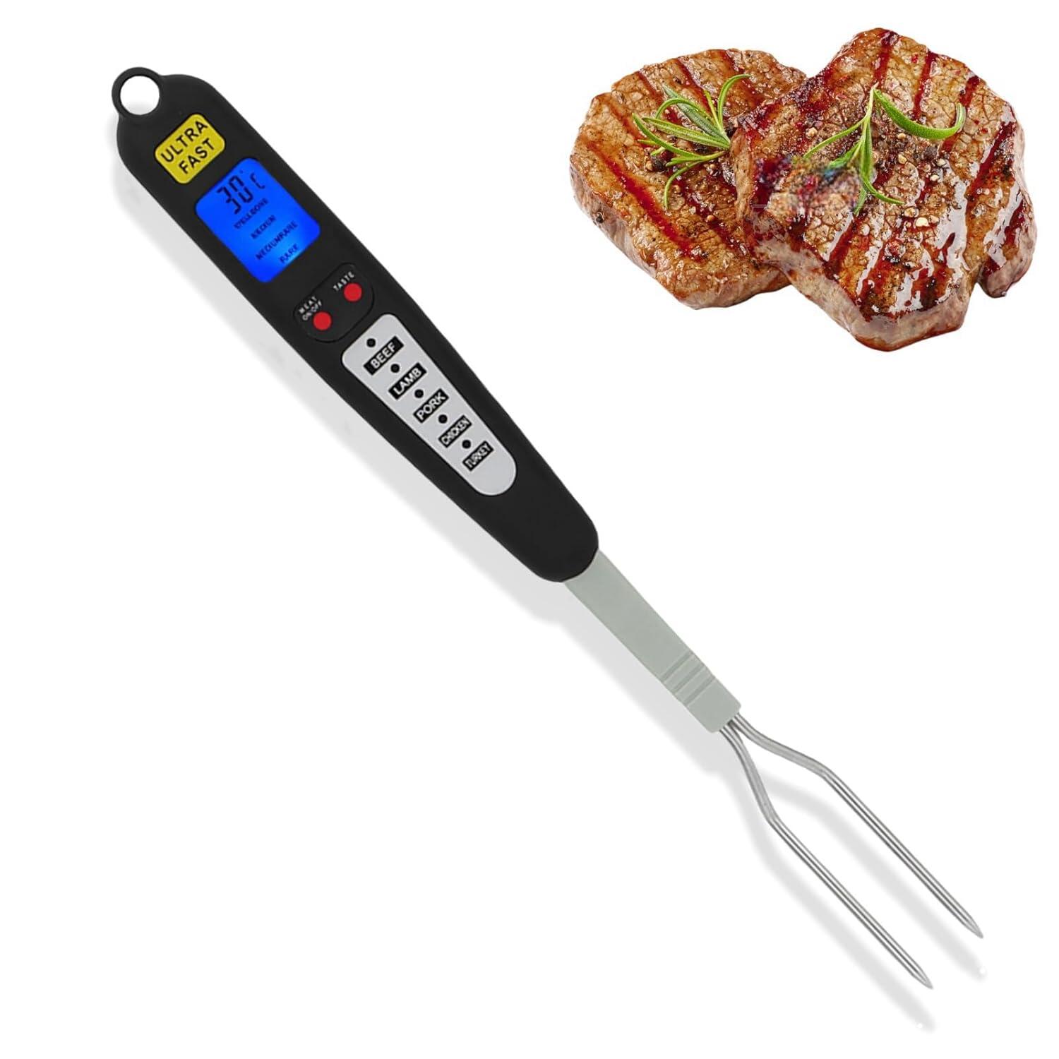 Digital Meat Thermometer Fork with LED Display