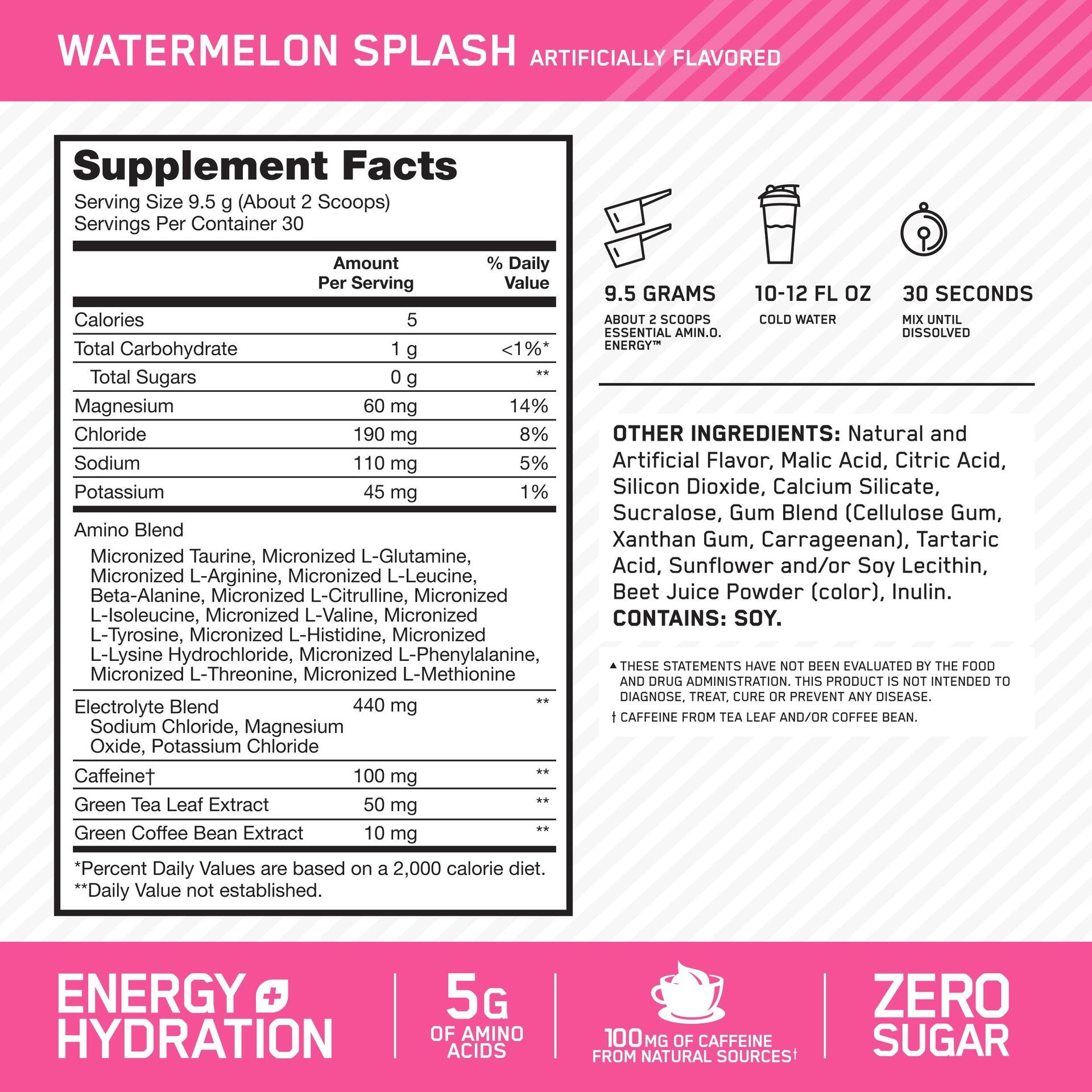 Optima Watermelon Optimum Nutrition Amino Energy + Electrolytes - Watermelon