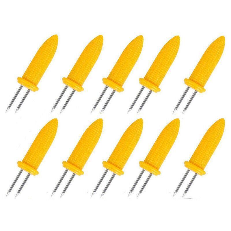 10PCS Stainless Steel BBQ Corn Holders Skewers