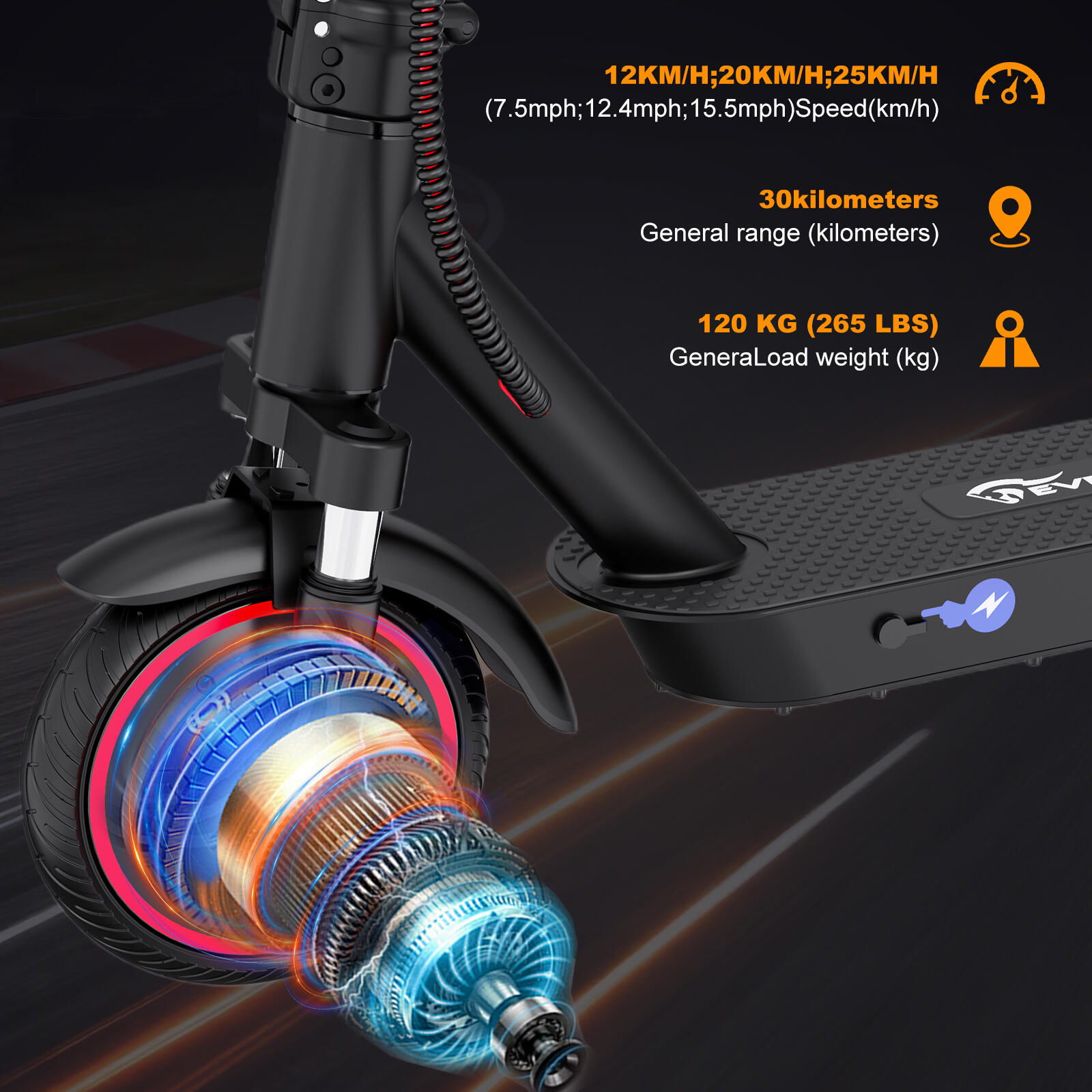 Patinete Eléctrico 8,5'' Homologado DGT-Motor 350W-Freno&Amortiguadores-EV85F 6/7