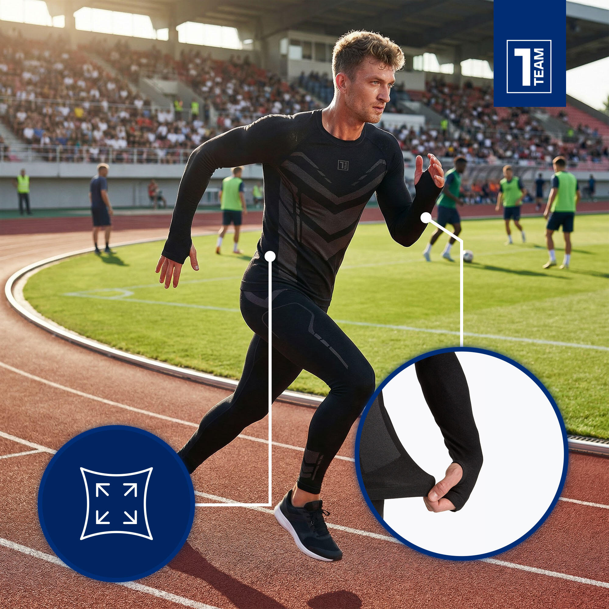 Felpa termica da uomo OneTeam ACHILL BAMBOO THERMO LIGHT PLUS senza cuciture 3/7