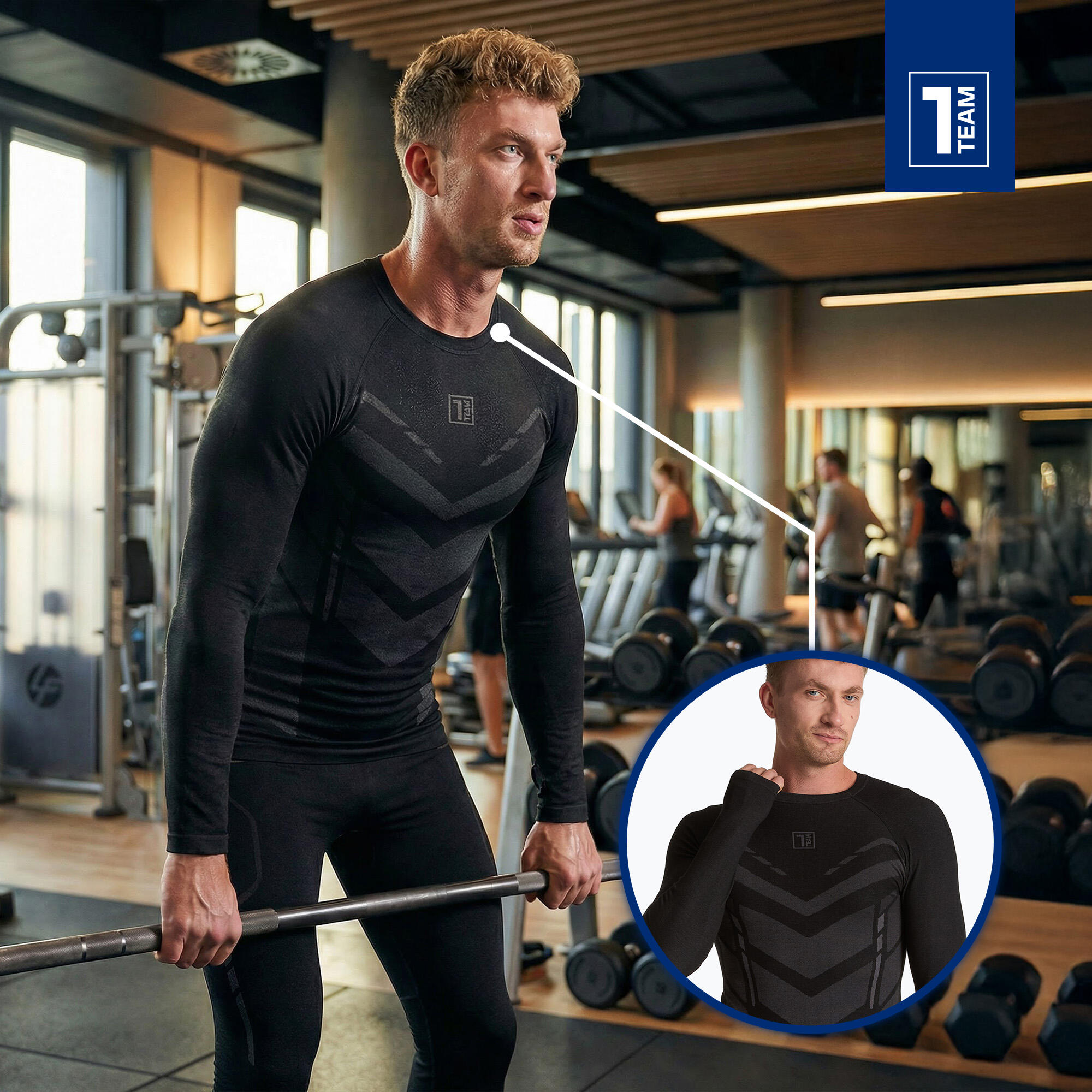 Felpa termica da uomo OneTeam ACHILL BAMBOO THERMO LIGHT PLUS senza cuciture 4/7
