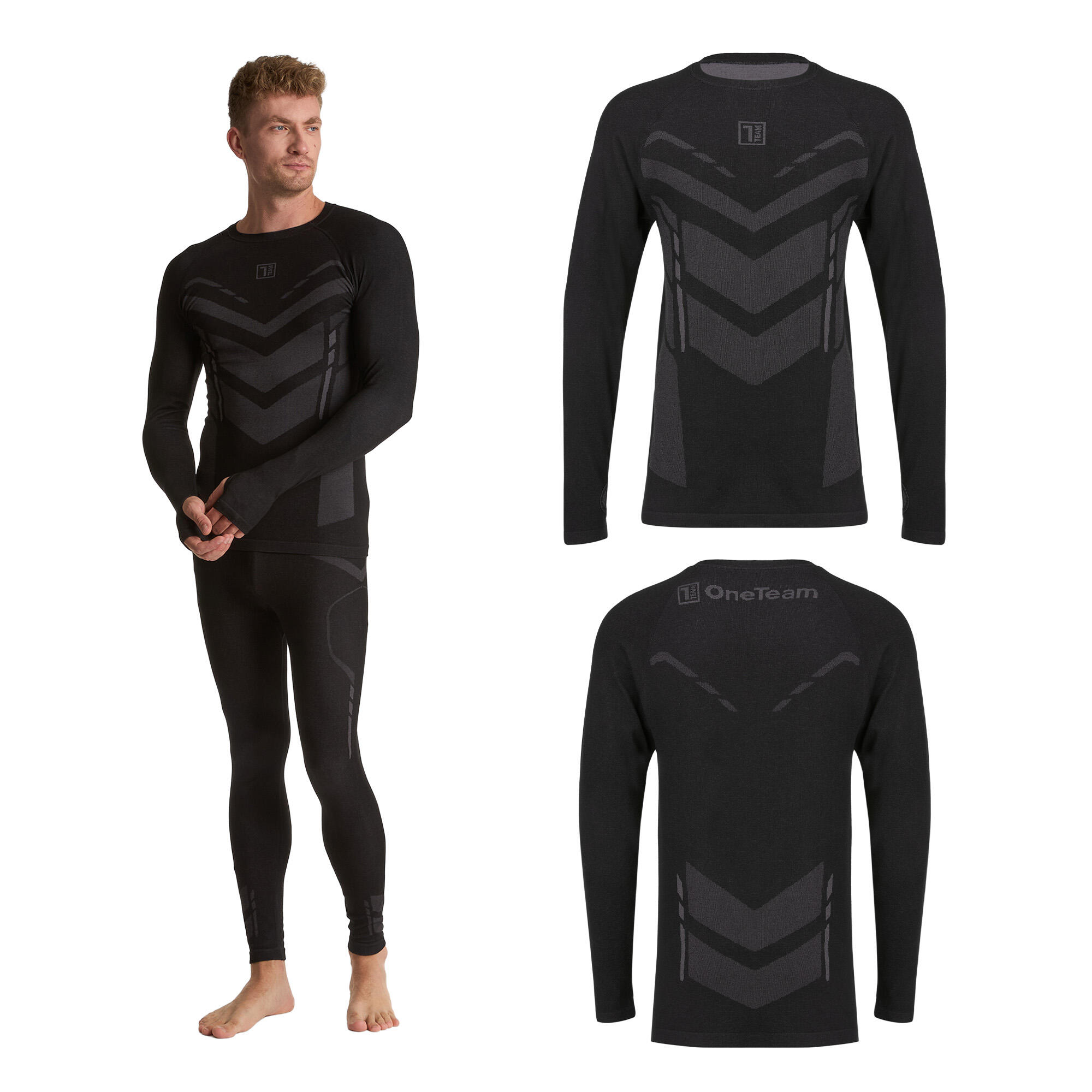 Felpa termica da uomo OneTeam ACHILL BAMBOO THERMO LIGHT PLUS senza cuciture 1/7
