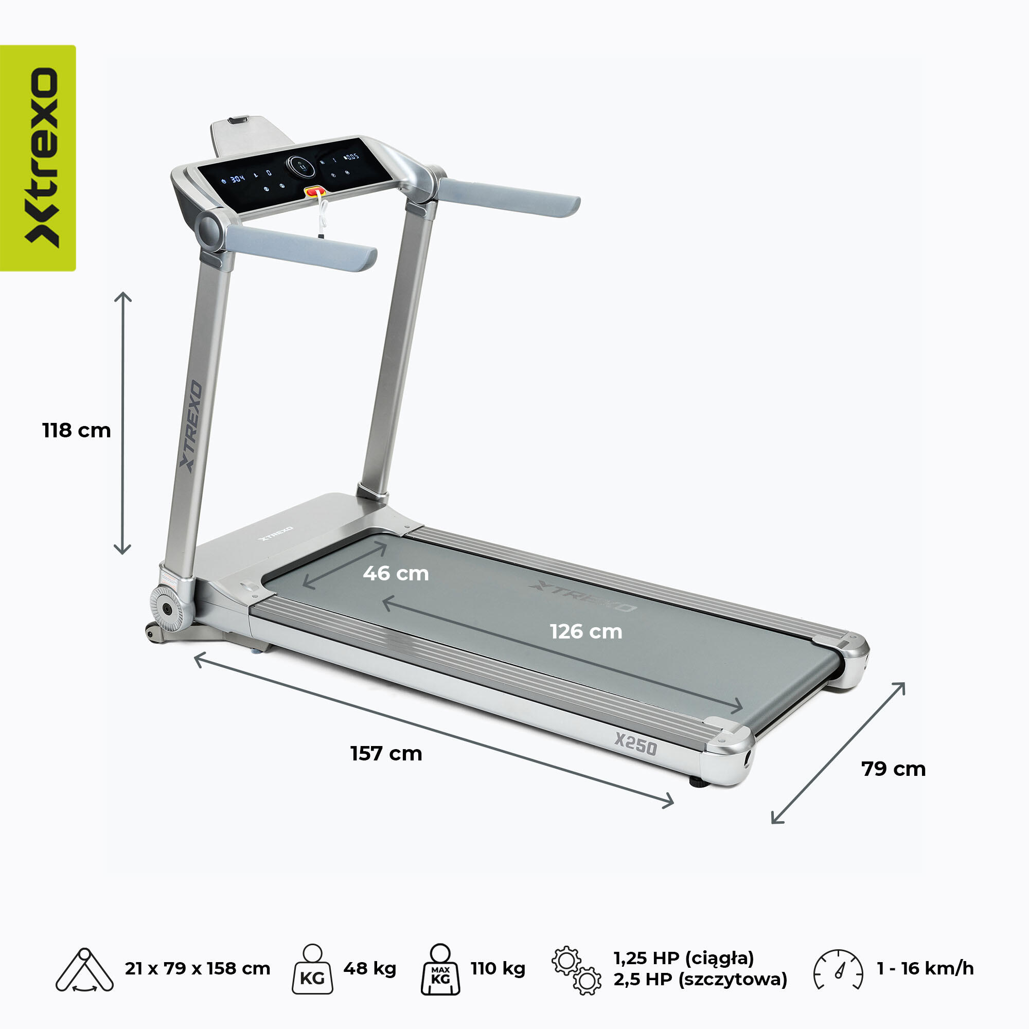 Bieżnia elektryczna XTREXO TXO-X250-S 3/7