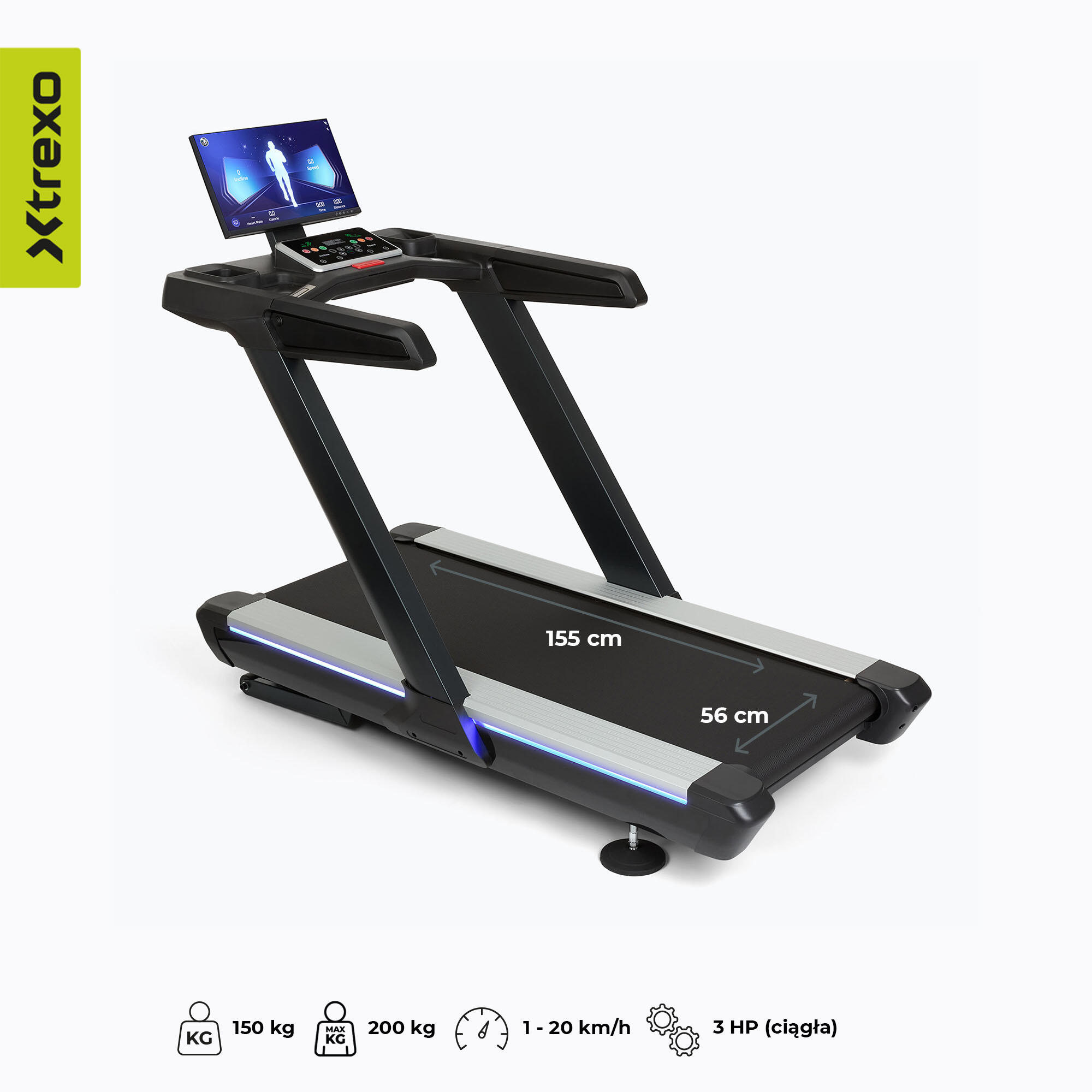 Bieżnia elektryczna XTREXO Hermes czarny 3/7
