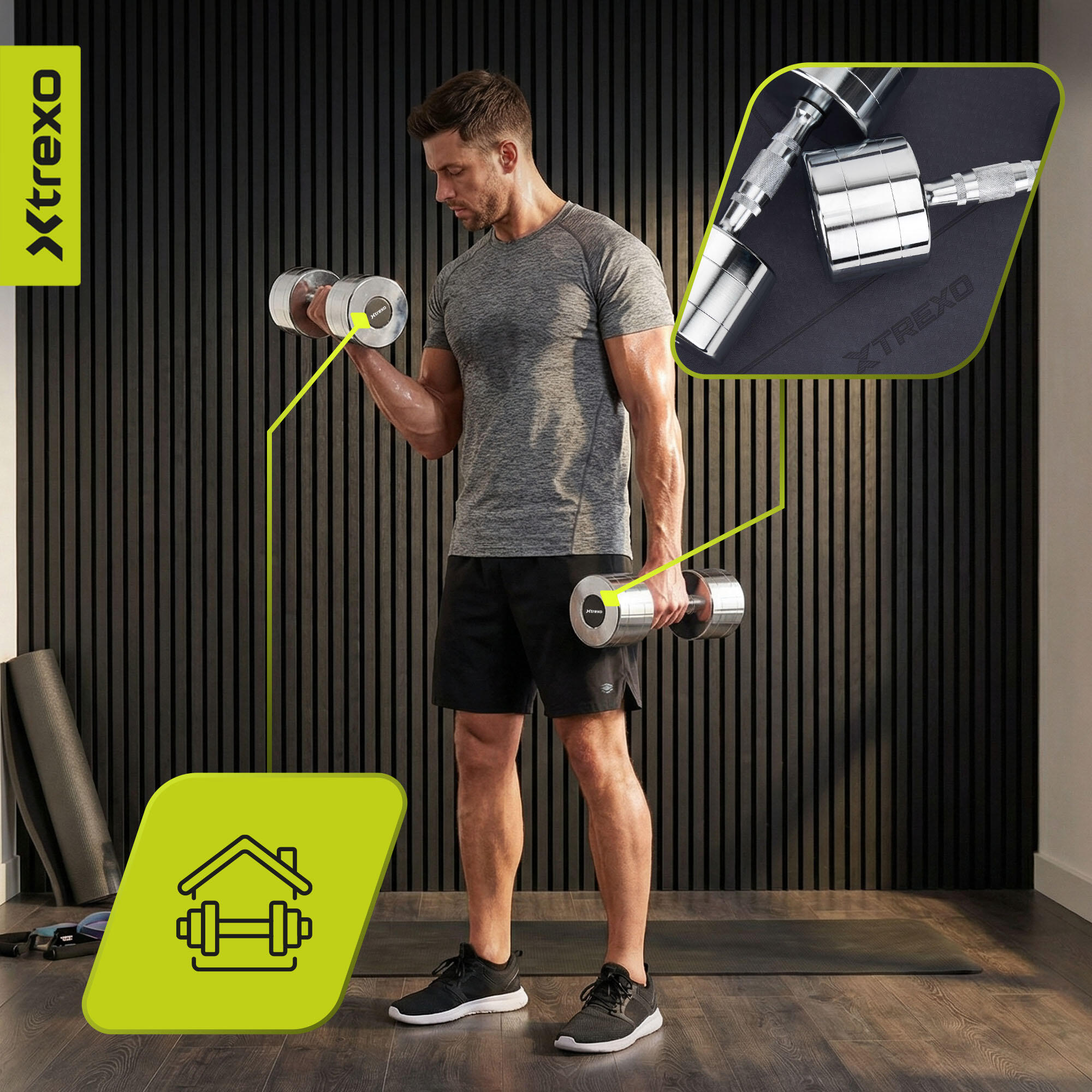 Verchroomde halters XTREXO 2x12 kg 7/7