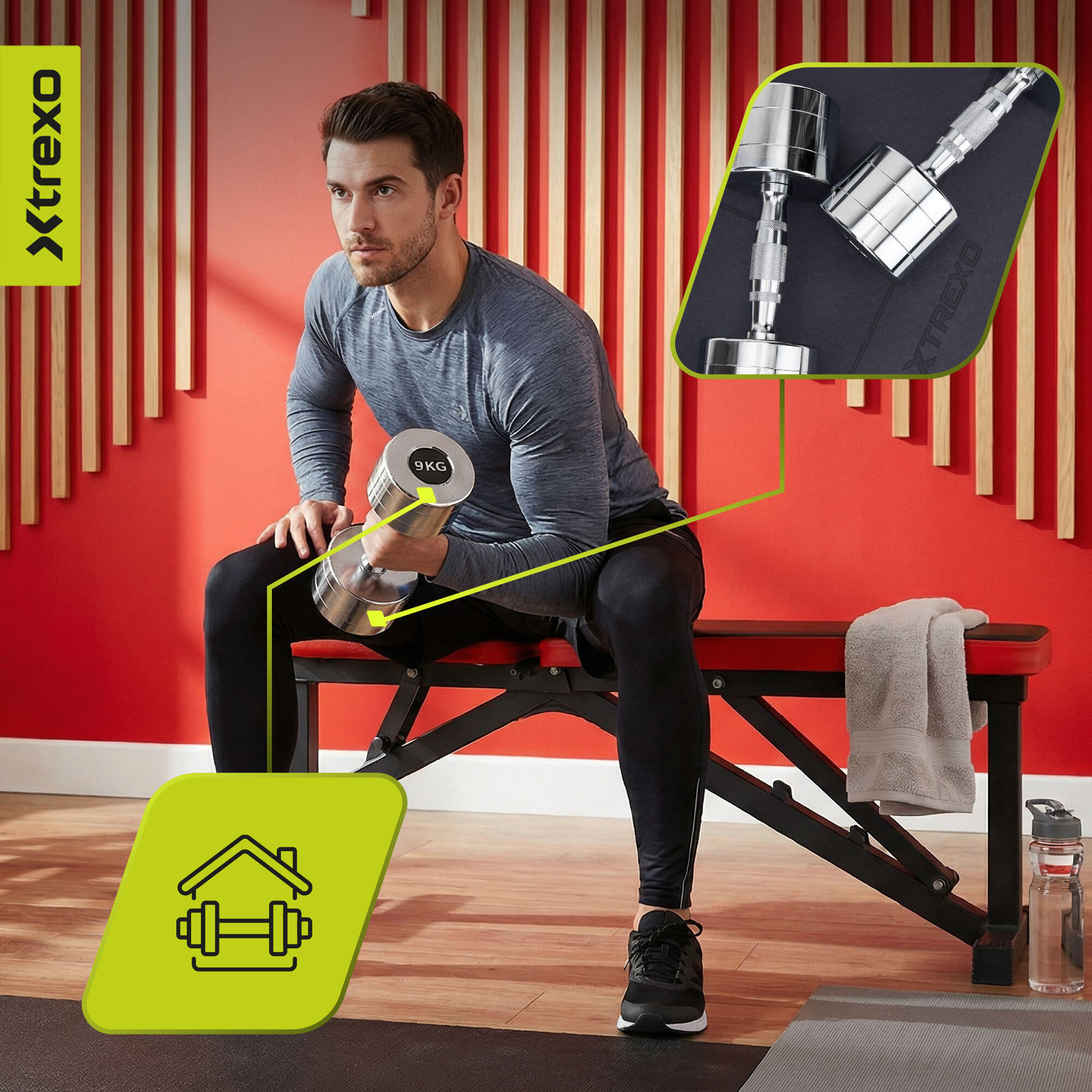 Manubri cromati XTREXO 2x9 kg 6/7