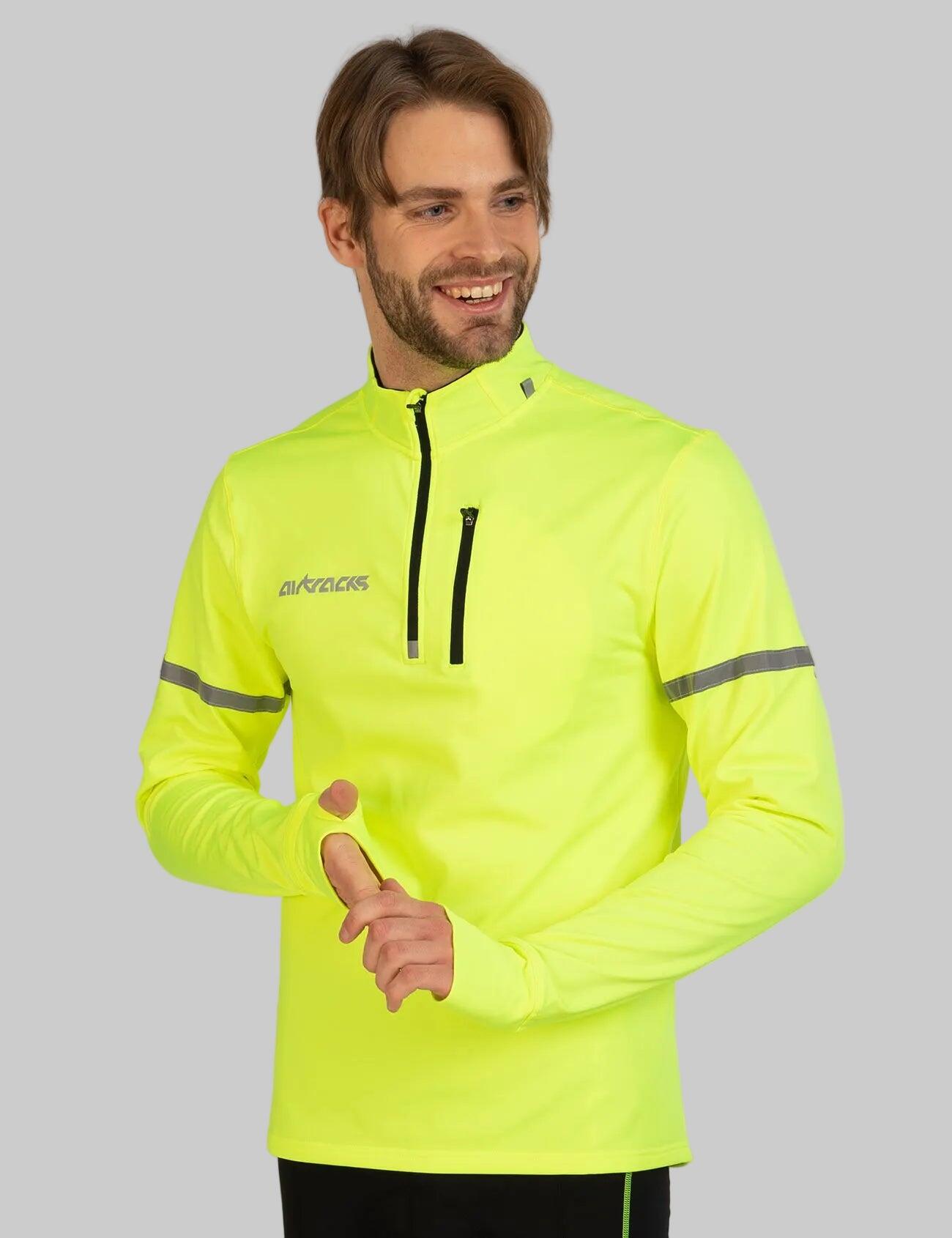 Herren Thermal Fahrradtrikot - Laufshirt Langarm Neon 4/4