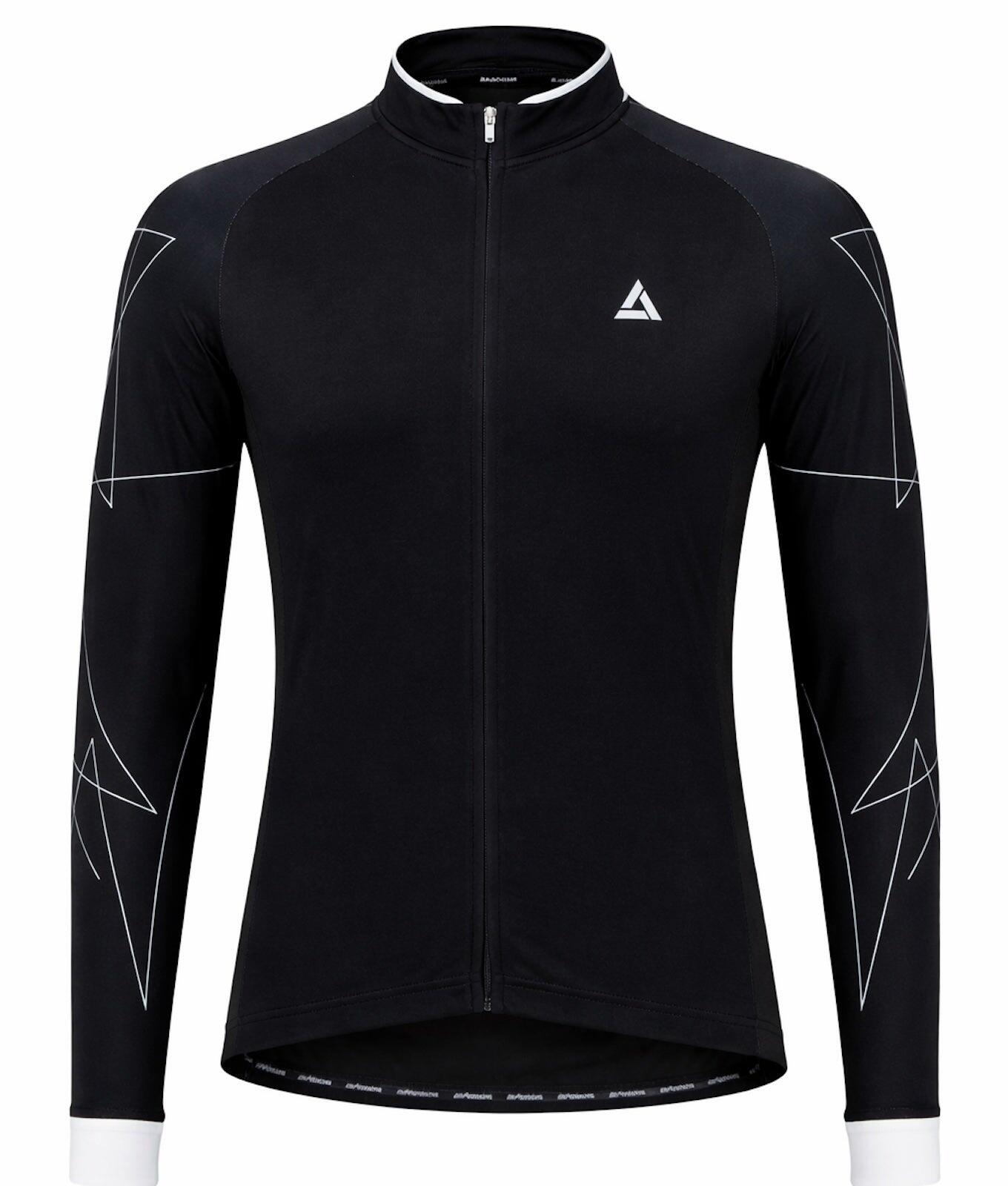 Herren Fahrradtrikot Langarm Pro Line Schwarz Weiß 4/4