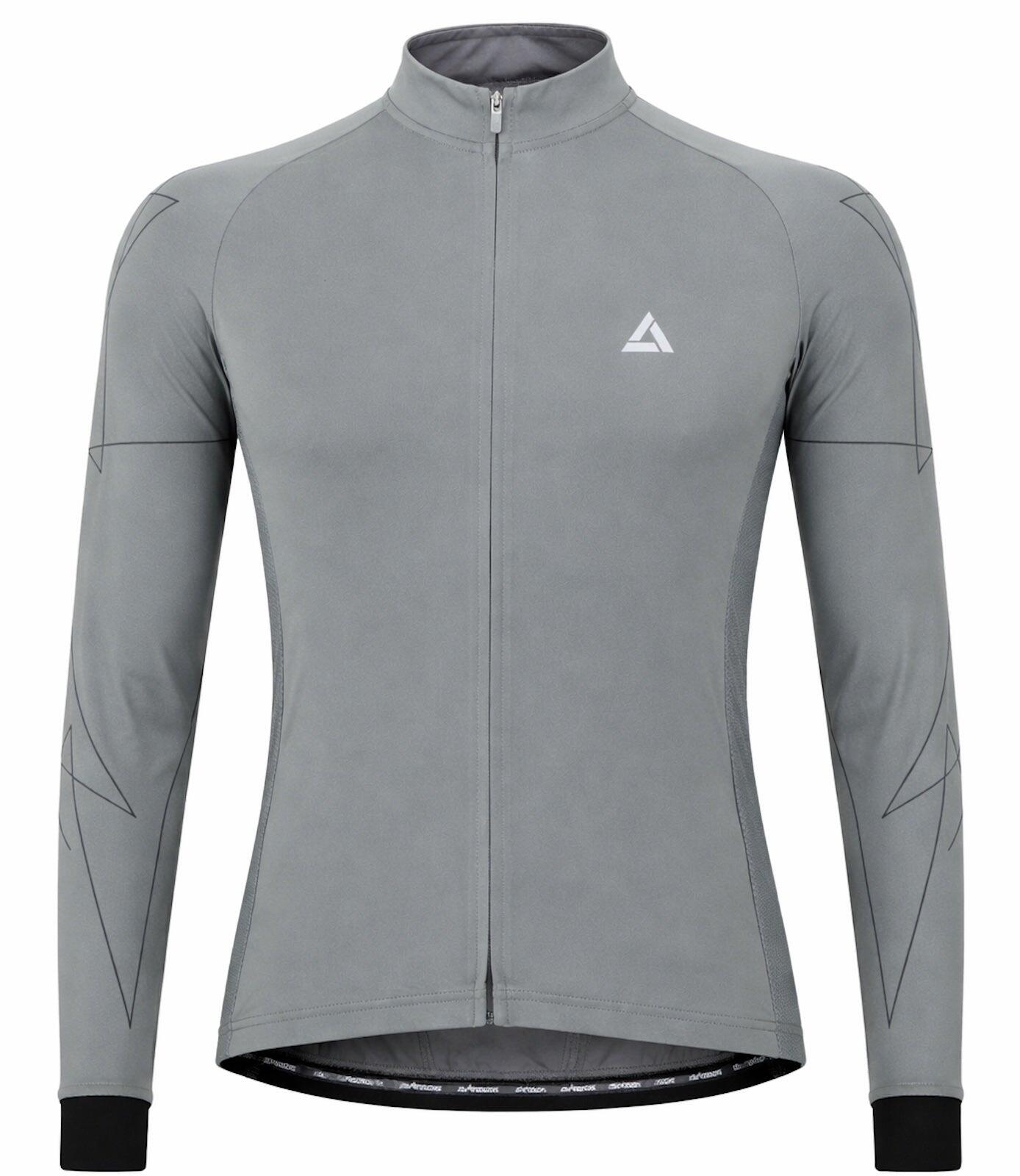 Herren Fahrradtrikot Langarm Pro Line Grau Schwarz 1/4