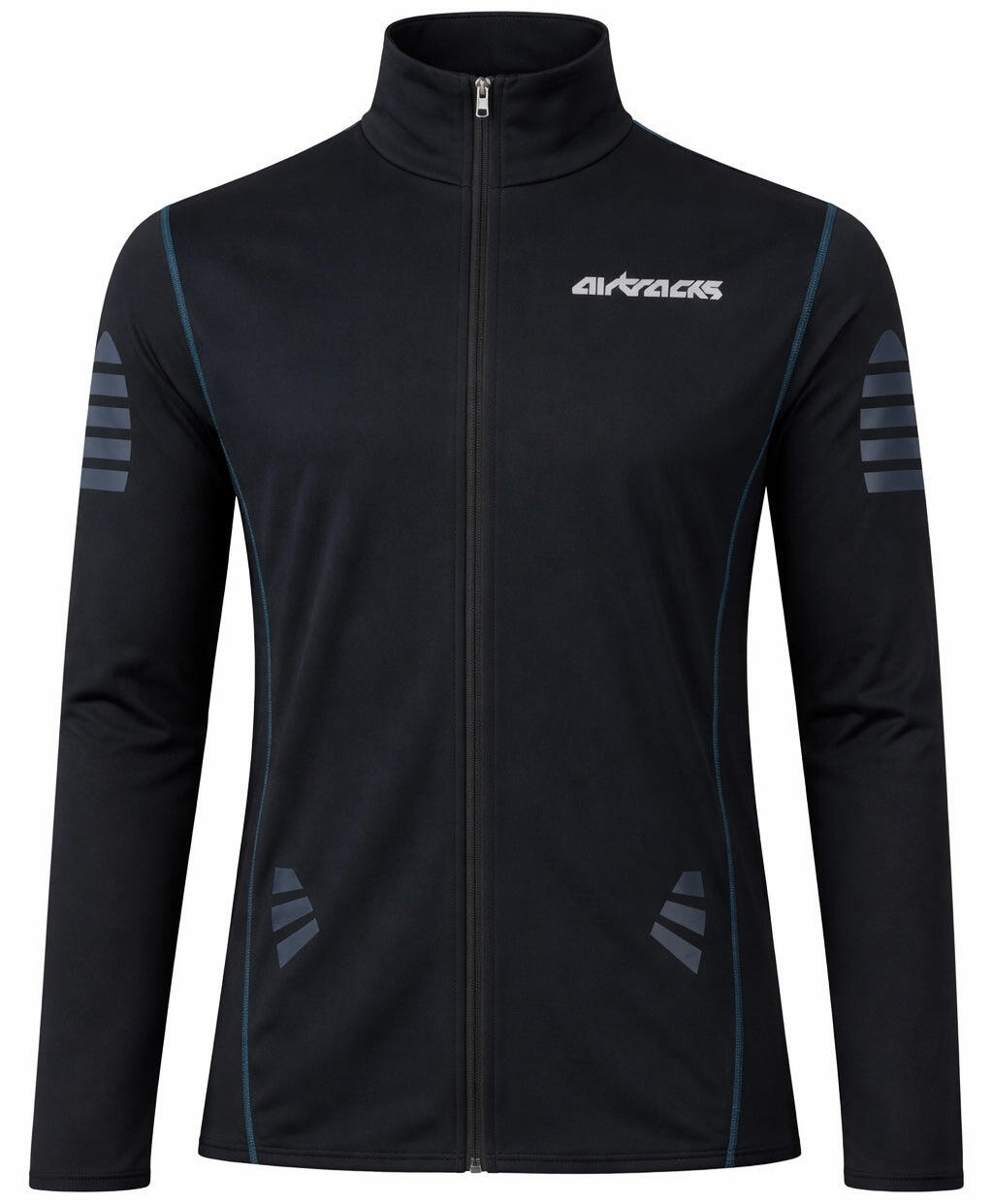 Herren Winter Fahrradtrikot Langarm Pro Fleece Thermaltrikot Schwarz-Blau 1/4