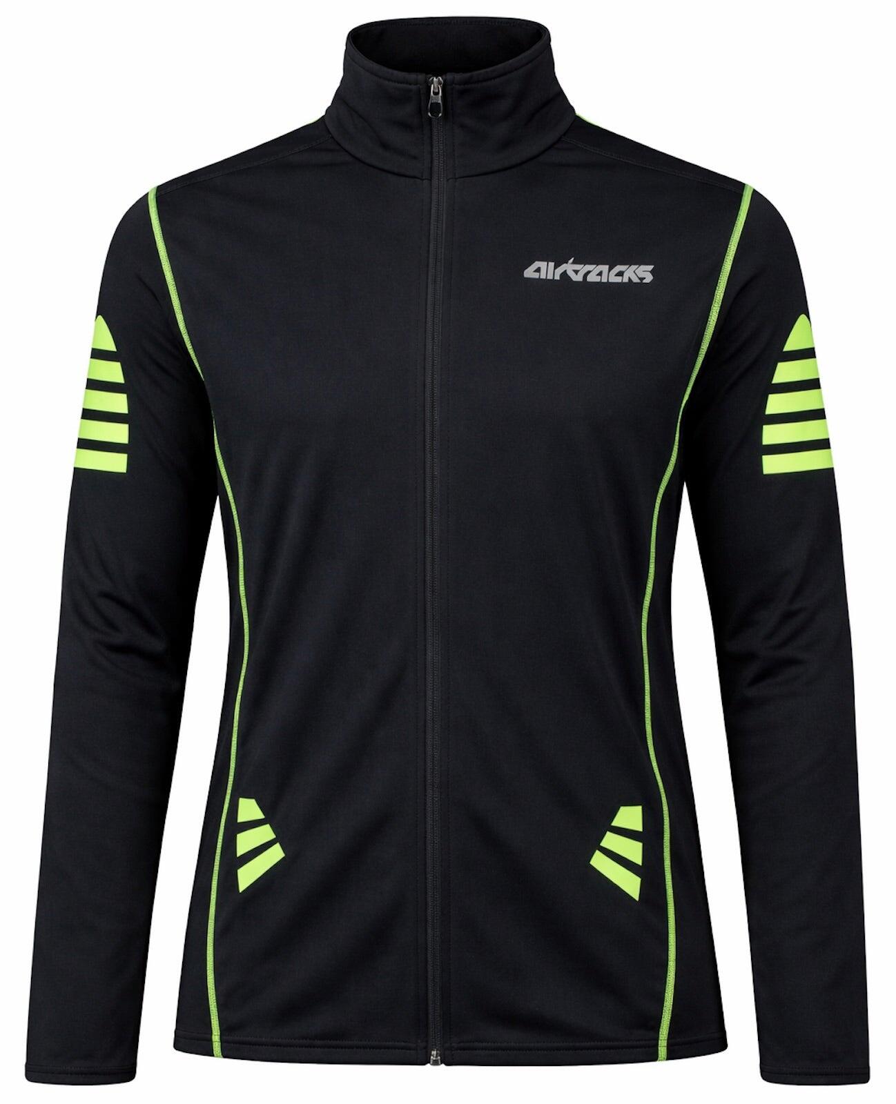 Herren Winter Fahrradtrikot Langarm Pro Fleece Thermaltrikot Schwarz-Neon 1/4