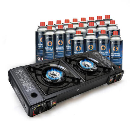 2-Flammen-Gaskocher - inkl. 20 Butan-Gasflaschen - Gasherd
