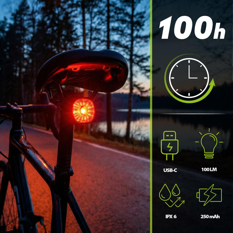 Lumină spate pentru bicicletă Vayox VA0156 100lm lumină roșie IPX6 USB-C