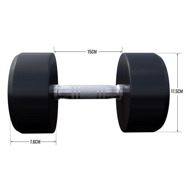 Manubrio rotondo 17,5 kg ghisa Nero-Rosso con gomma Gorilla Sports 2/7