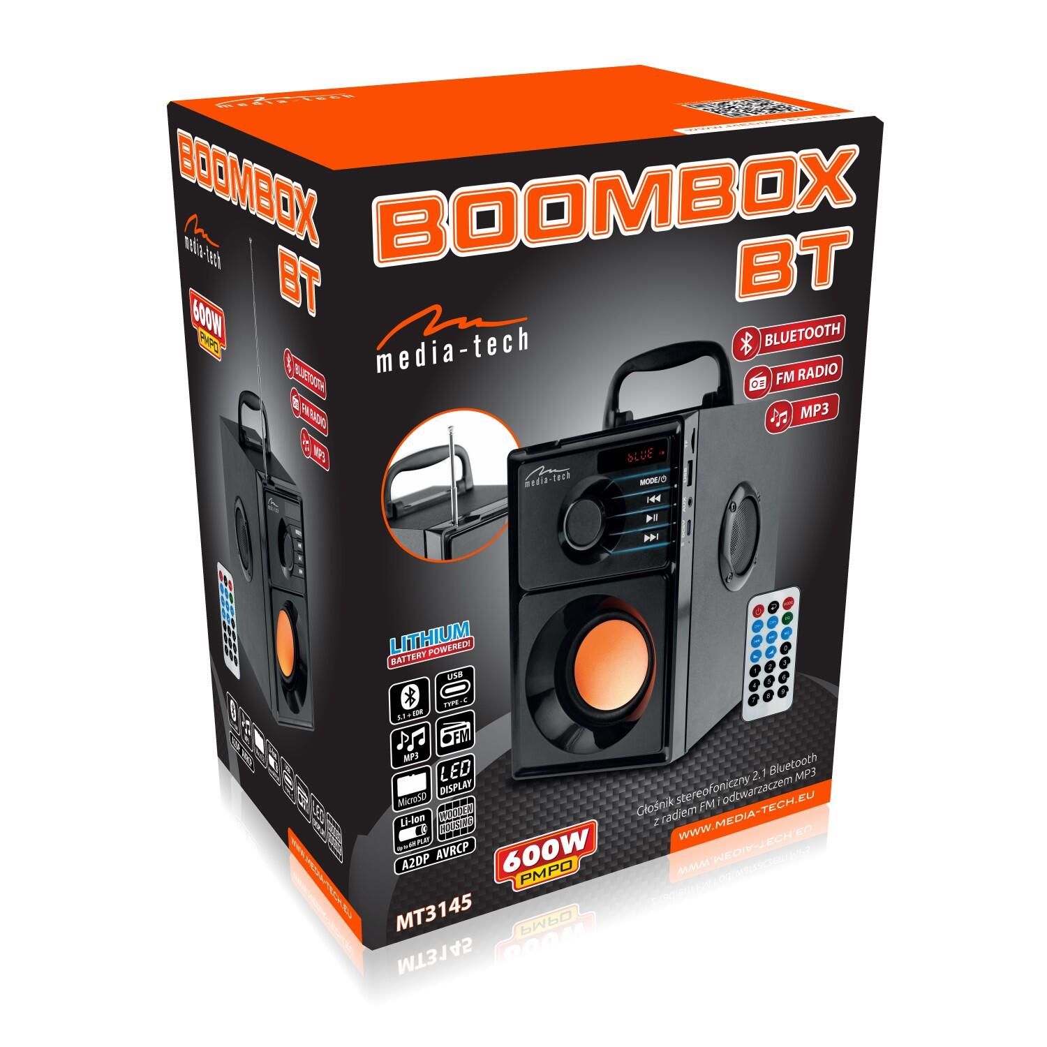 GŁOŚNIK BT Media-Tech kompaktowy stereo 600W FM MP3 z pilotem Boombox 2/5