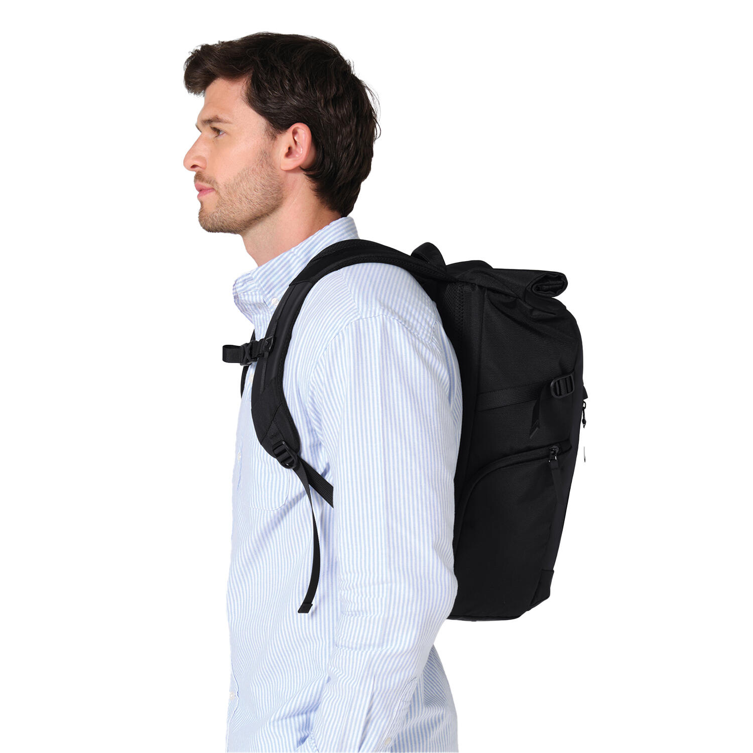 "Zurich" Rucksack, Roll Top Damen und Herren Schwarz 2/3