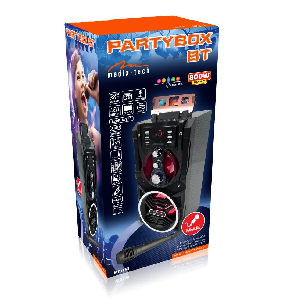 GŁOŚNIK PARTYBOX MT 3150 Media-Tech BT 800W FM MP3 LED karaoke z pilotem 2/4