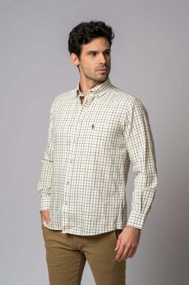 CAMISA CUADROS VERDE, MARRÓN Y CAMEL 3/5