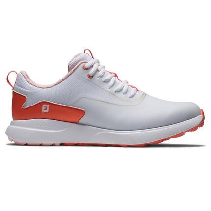 Chaussures de golf Footjoy Performa pour femmes, blanches et oranges