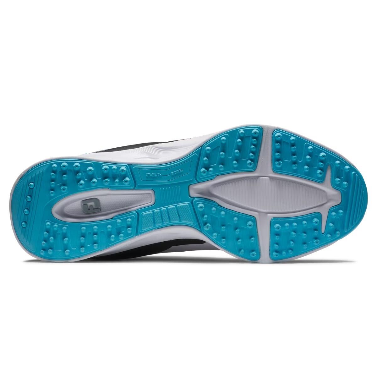 Chaussures de golf Footjoy Fuel Junior noires et blanches 3/4