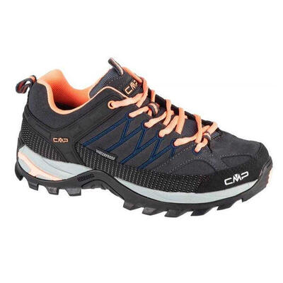 Dames rigel suede laaggesneden wandelschoenen (zwart/oranje)