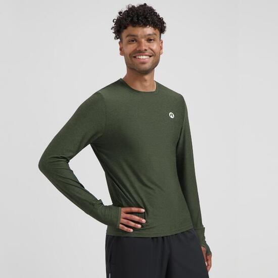 T-shirt de course manches longues Homme Vert Essential