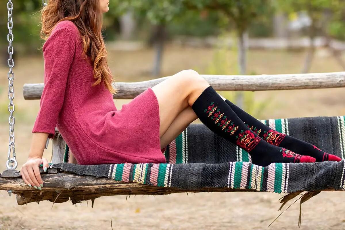 Chaussettes longues 3/4 pour femme en coton 3/5