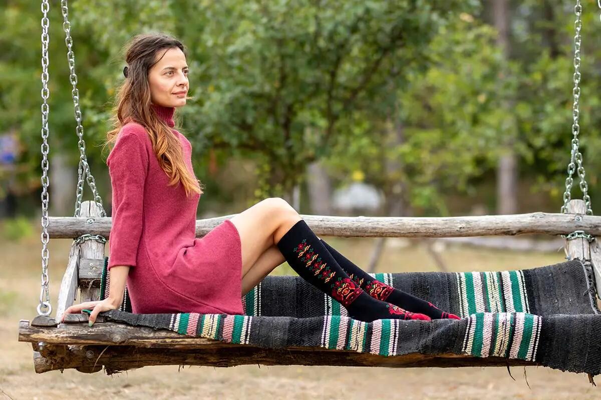 Chaussettes longues 3/4 pour femme en coton 5/5