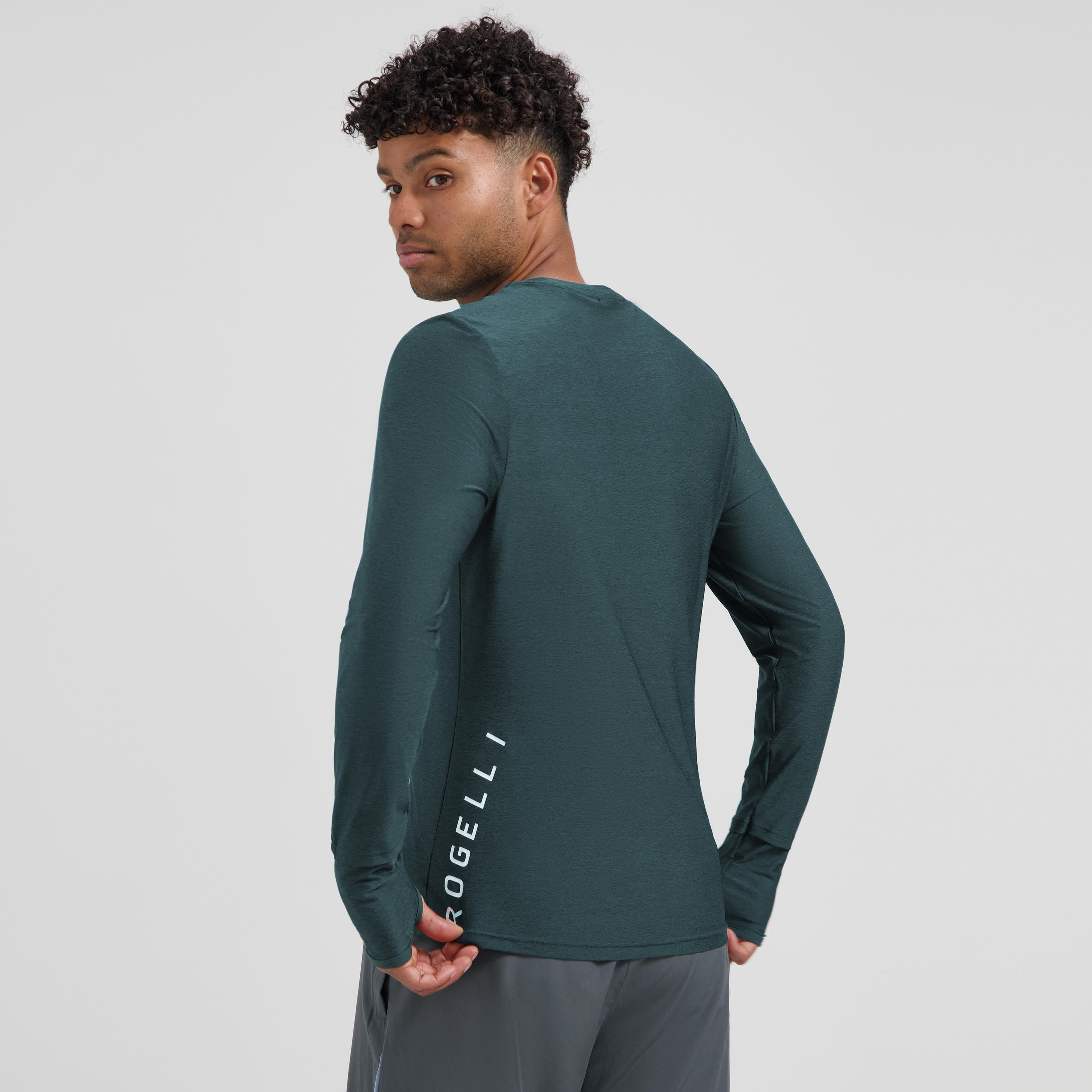 Hardloopshirt Lange Mouw Heren Donkerblauw Essential 4/7