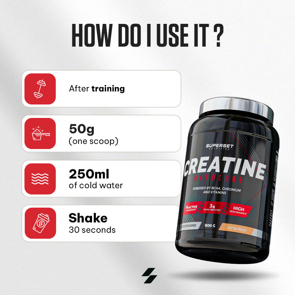 Creatinas - Creatine Hardcore (1,5kg) - Té Helado De Melocotón 7/7