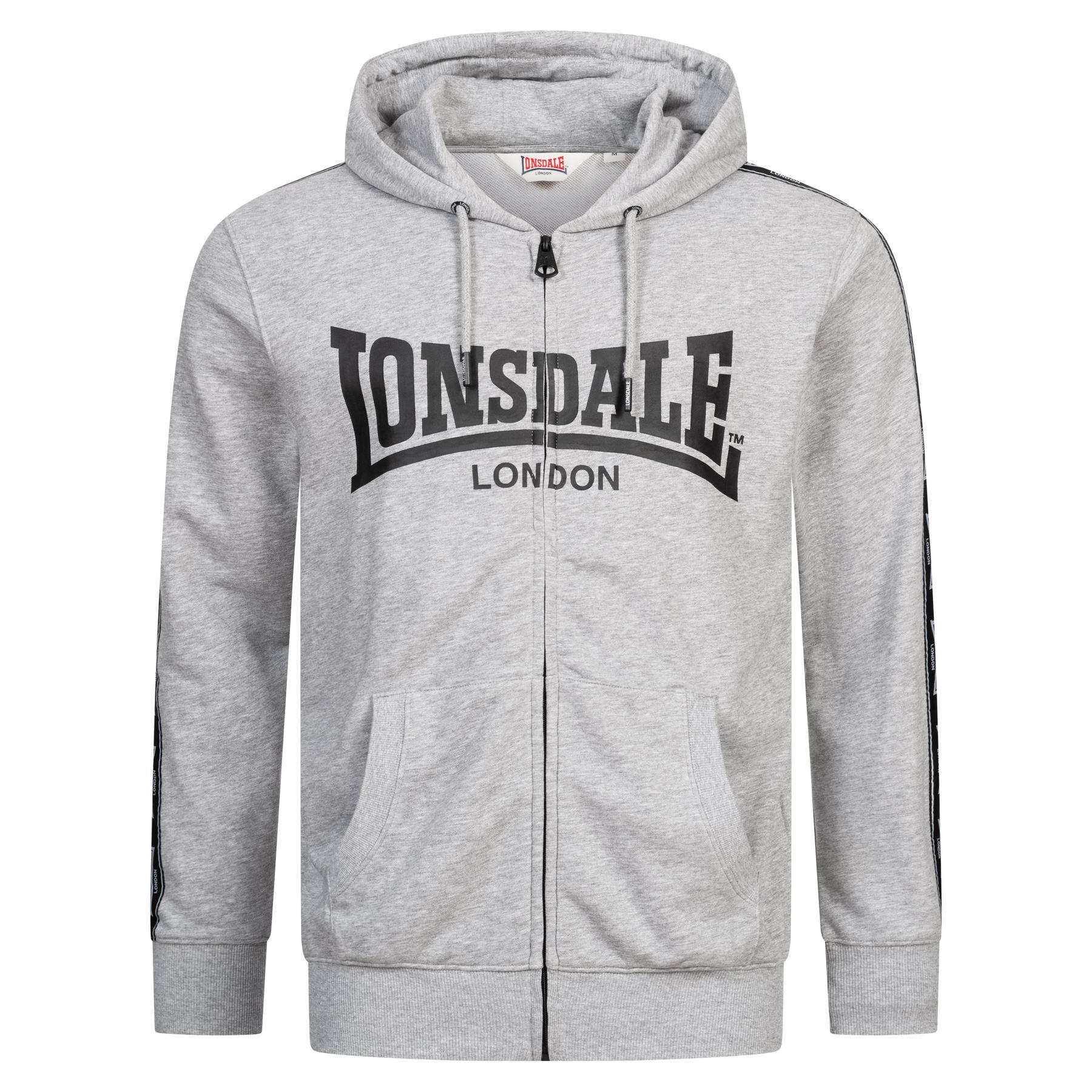 Lonsdale Darfield - Sweat à capuche zippé rouge, logo 3D oxblood/yellow/white - Prêt-à-Porter
