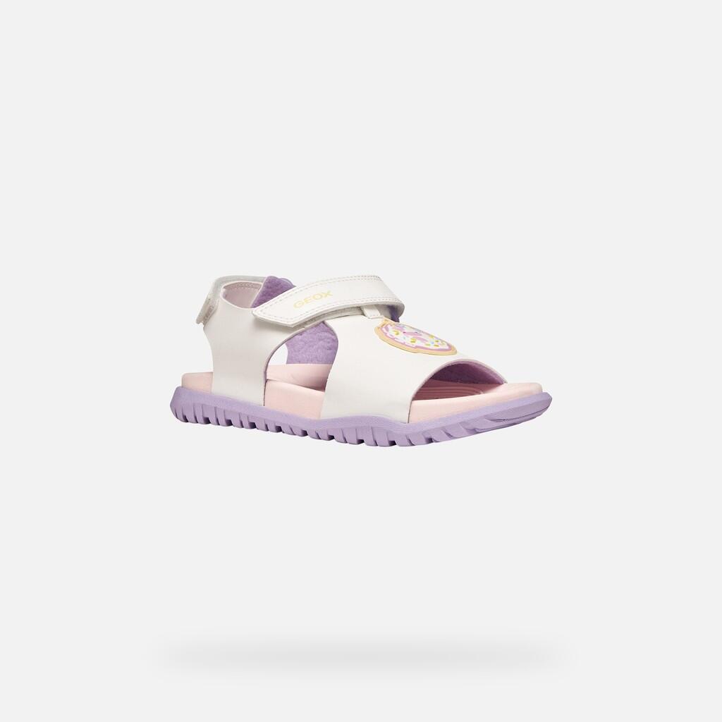 Sandales Fille J SANDAL FUSBETTO GIRL Blanc/Lilas 4/7