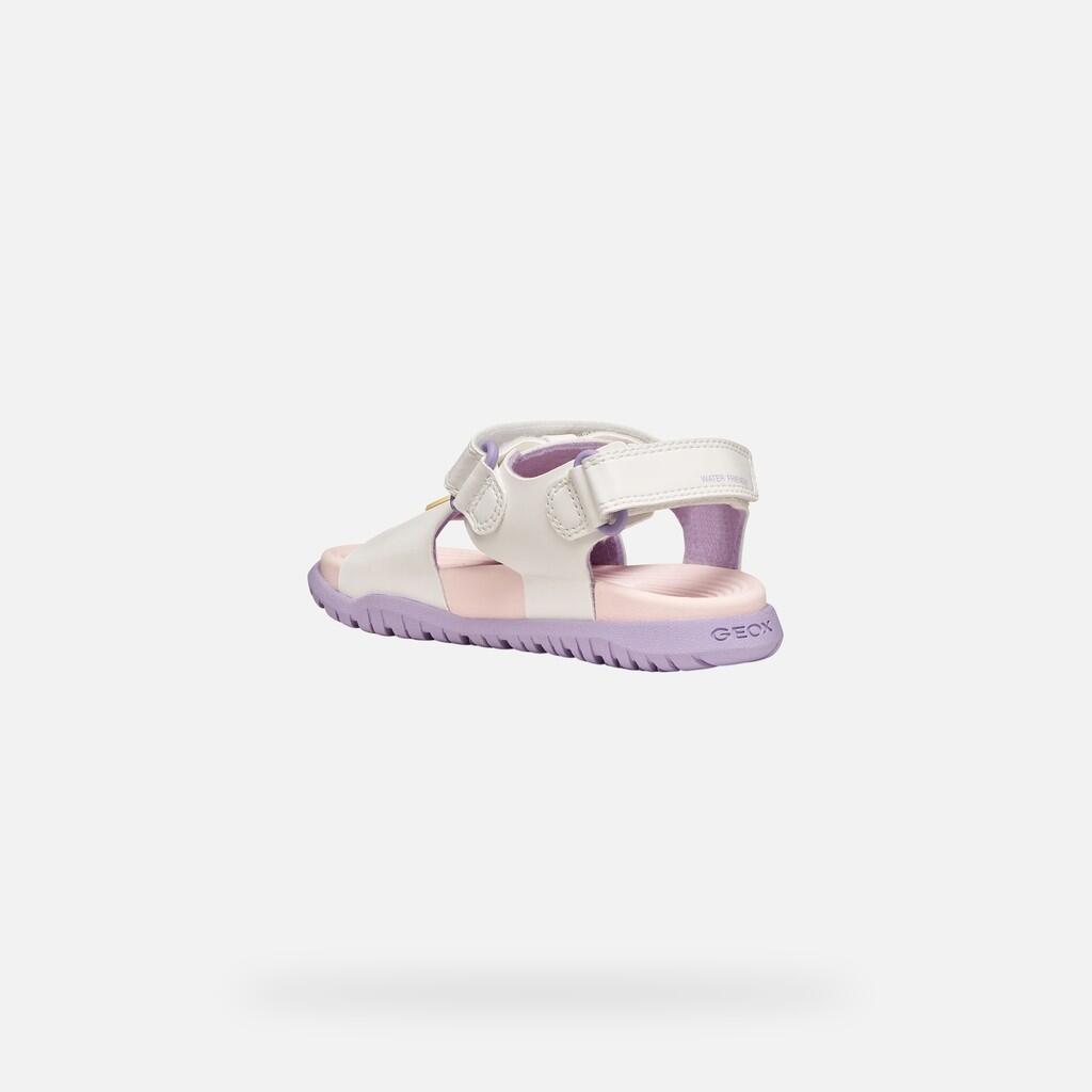 Sandales Fille J SANDAL FUSBETTO GIRL Blanc/Lilas 5/7