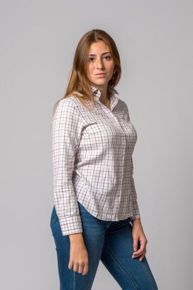 CAMISA CUADROS CAMEL Y BURDEOS 3/5