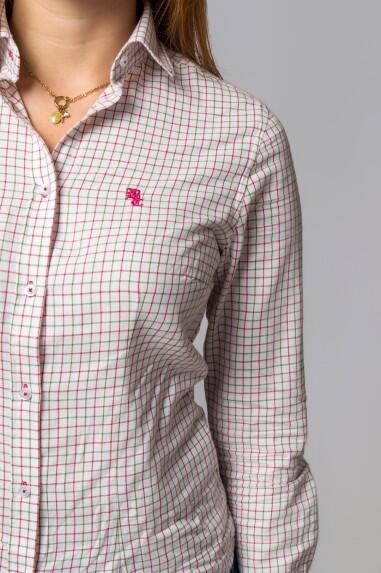 CAMISA CUADROS CAMEL Y BURDEOS 2/5