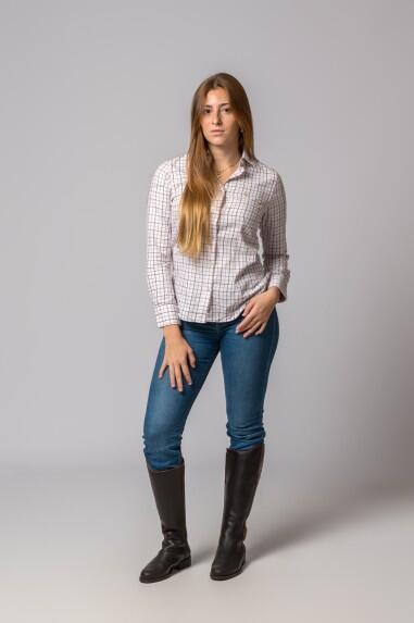 CAMISA CUADROS CAMEL Y BURDEOS 4/5