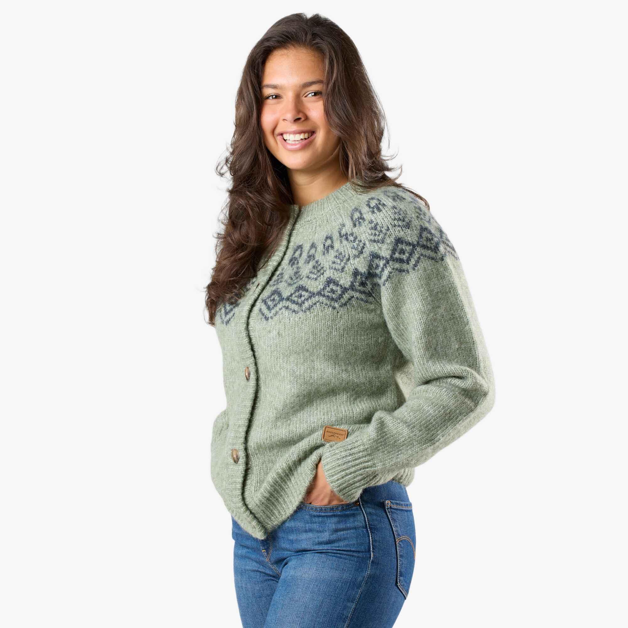 Dames sweaters cardigan Lofoten wol gebreid 4/7