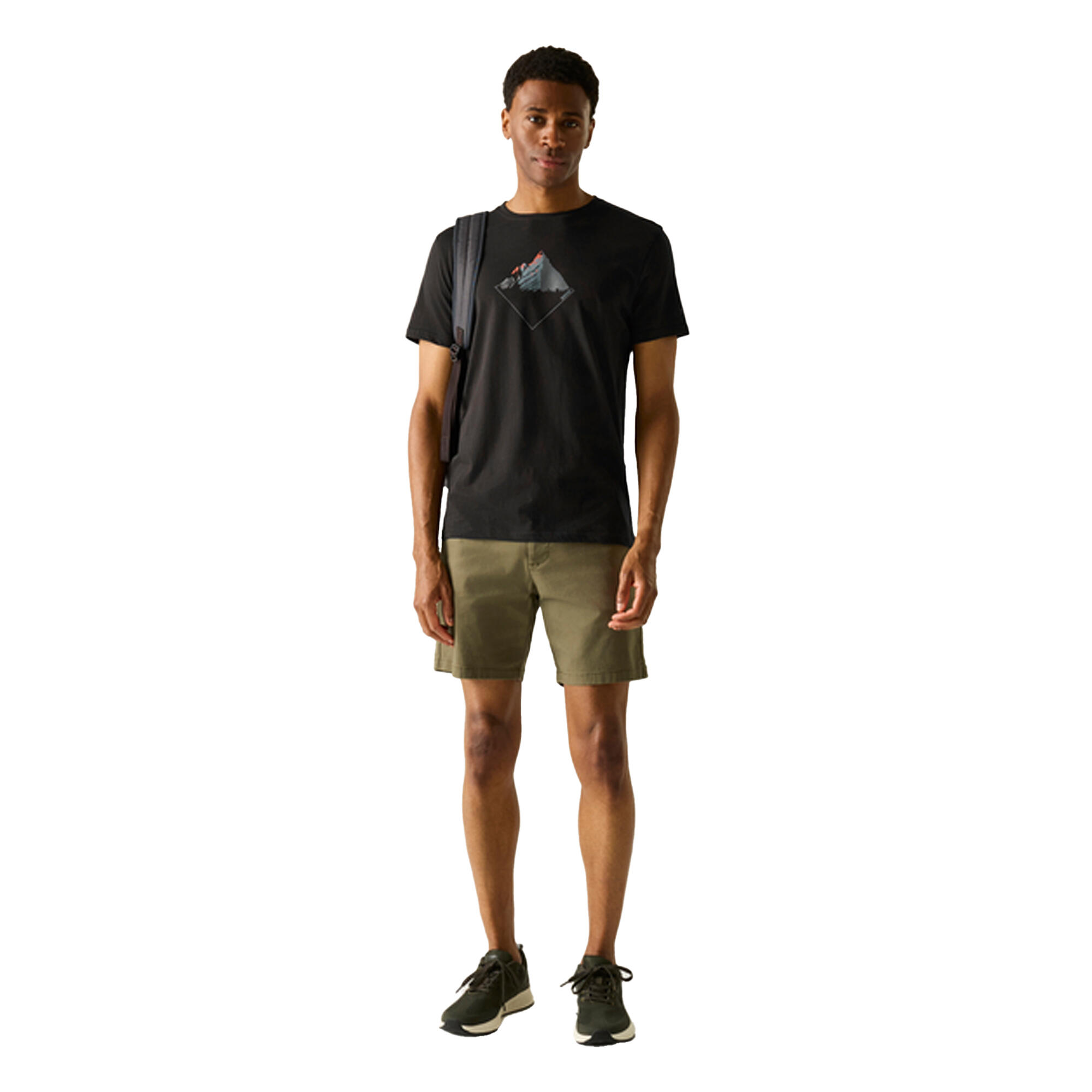 Camiseta Breezed Diseño Picos de las Montañas para Hombre Negro 4/5
