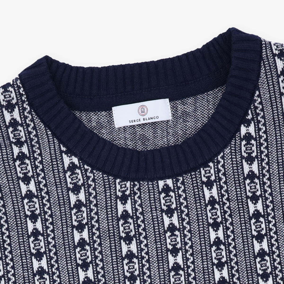 Maglione con collo alto in cotone blu navy Millstreet 3/4