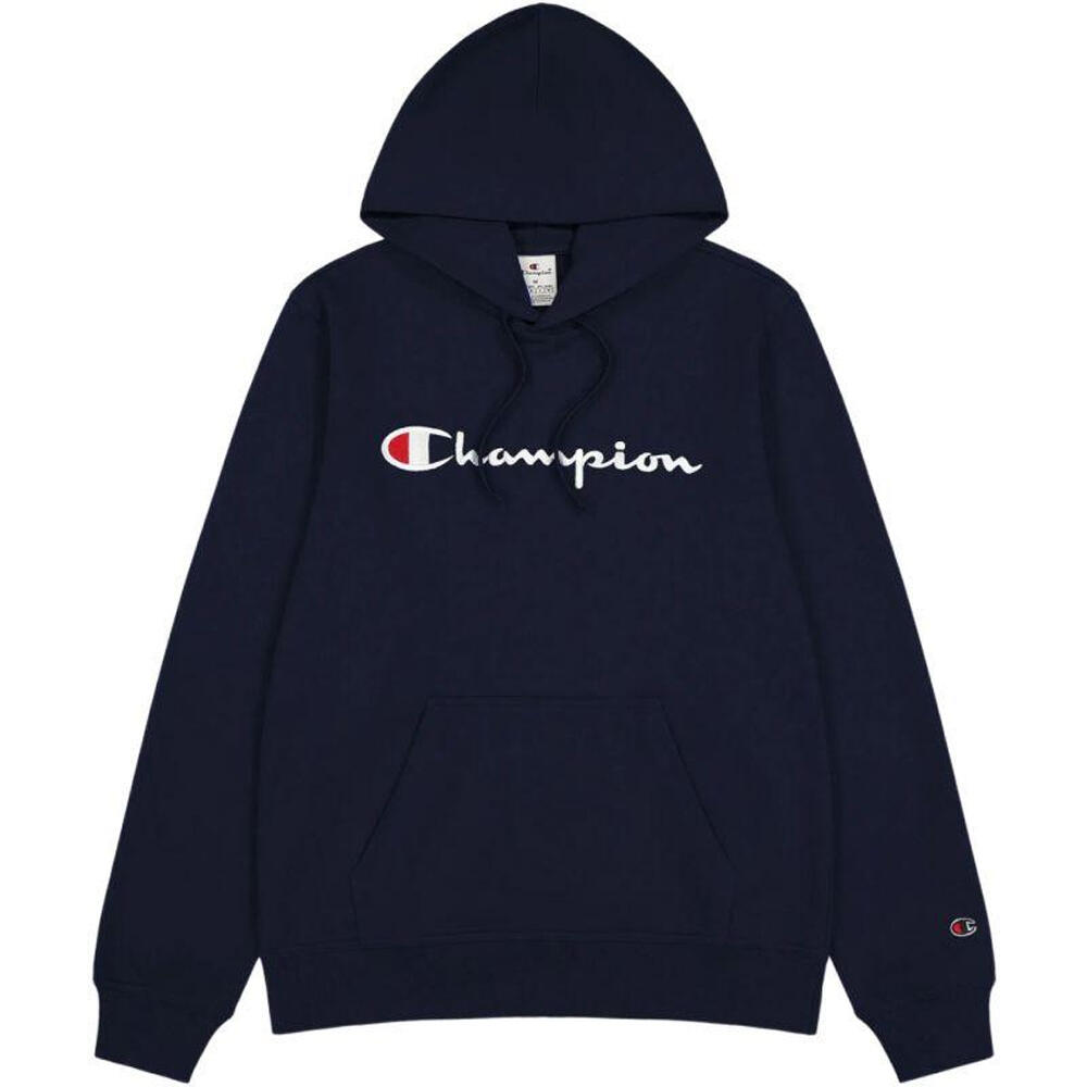 Felpa Con Cappuccio Logo Ricamato Uomo Champion Blu Navy 2/4