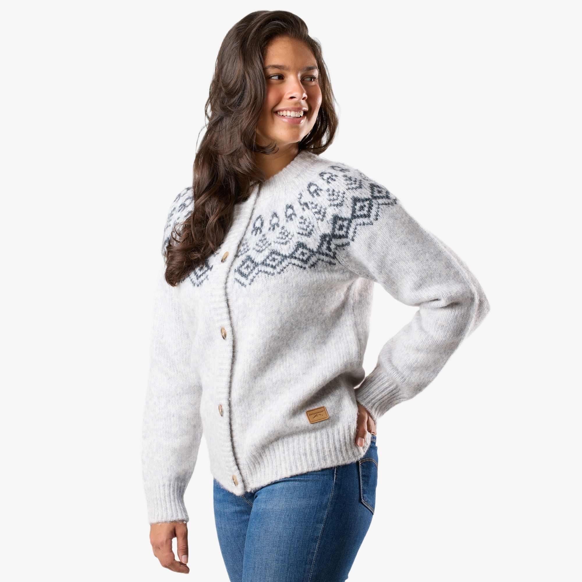 Dames sweaters cardigan Lofoten wol gebreid 4/7